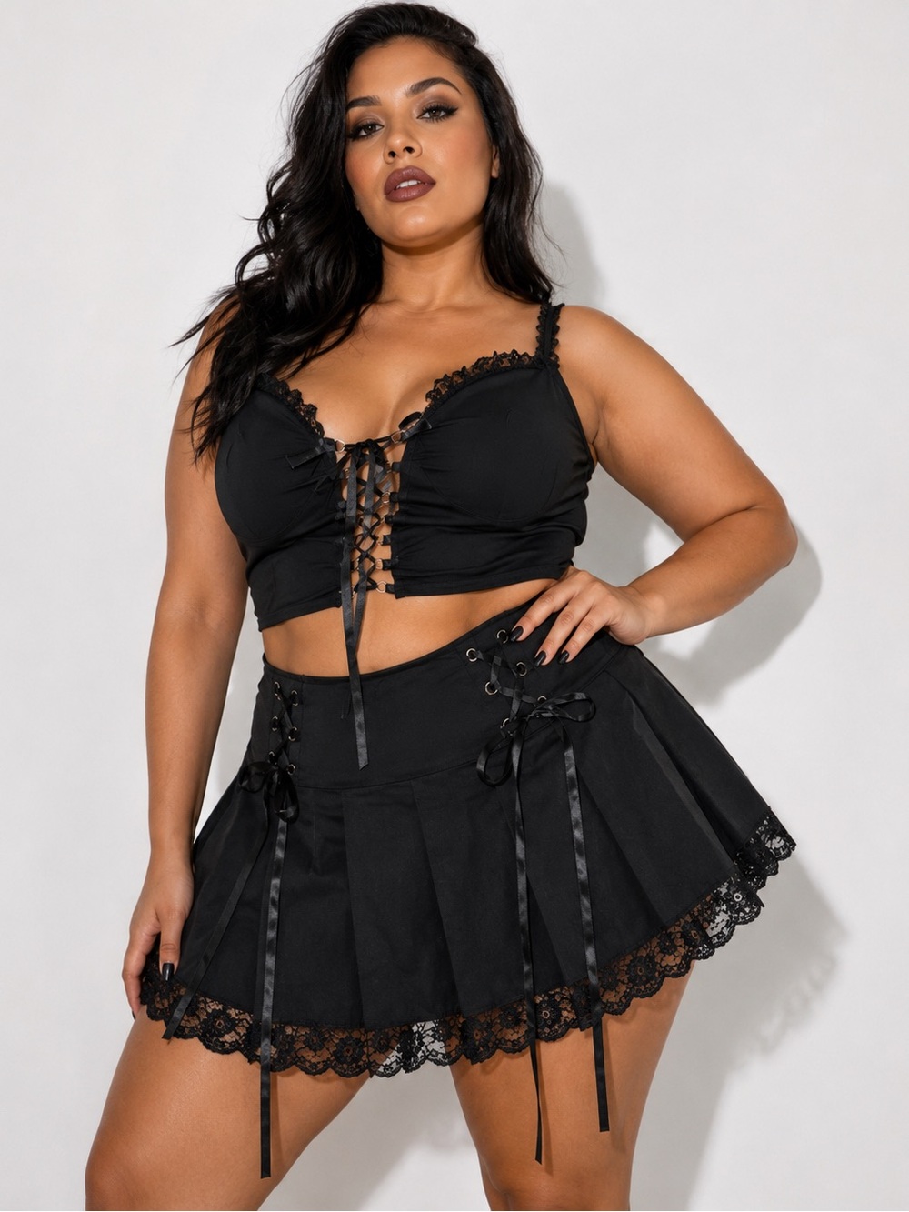 NWT Plus OF Minxes And Men Lace Up Twill Skirt